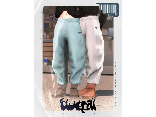 Alpha (Bluepill) 251107 alo sweatpants with uggs classic mini uggs - The Sims 4 Custom Content
