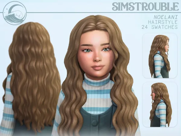 Maxis Match Noelani Hairstyle Child 3 Versions by simstrouble - The Sims 4 Custom Content