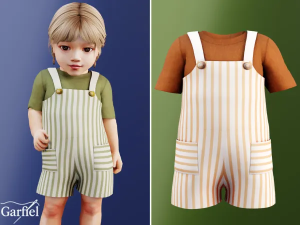 Maxis Match Infant Striped romper set with short sleeves by Garfiel - The Sims 4 Custom Content
