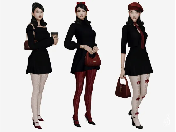 Maxis Match noir rouge inspo u27ba ft lily willow by swanettesims - The Sims 4 Custom Content