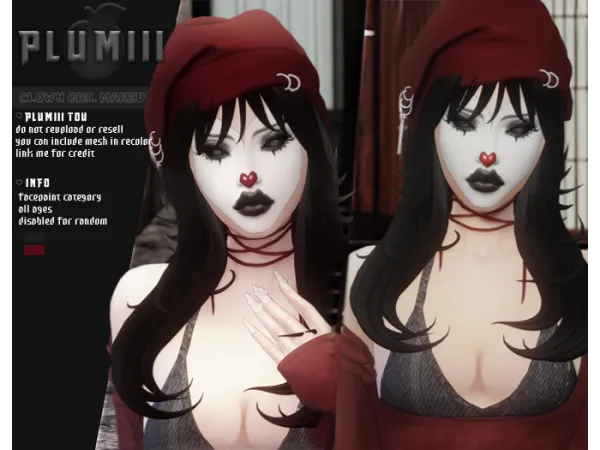 Maxis Match Clown Girl Makeup by Plumiii - The Sims 4 Custom Content