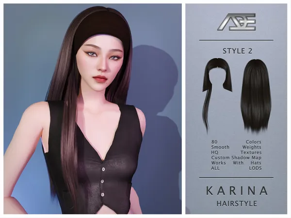 Alpha Karina Style 2 (Hairstyle) - The Sims 4 Custom Content