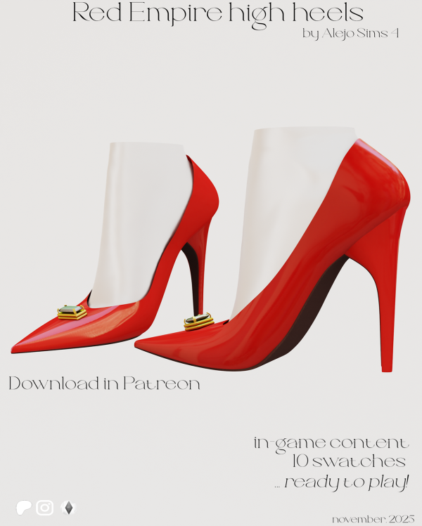 Alpha Red Empire high heels by alejo_sims4 - The Sims 4 Custom Content