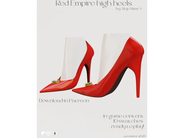 Alpha Red Empire high heels - The Sims 4 Custom Content