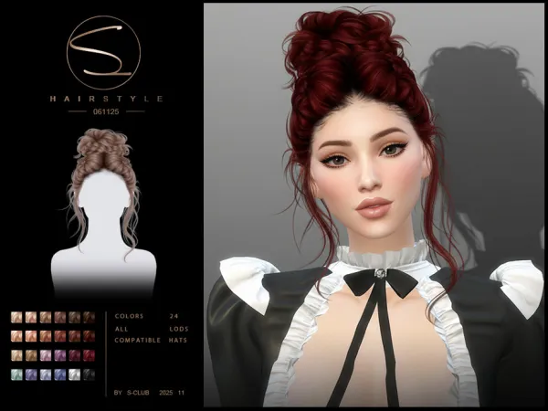 Alpha S Club_061125_ updo hairstyle Club by S - The Sims 4 Custom Content