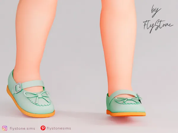 Maxis Match Toddler Leather Flats With Ruffles And Lace by FlyStone - The Sims 4 Custom Content