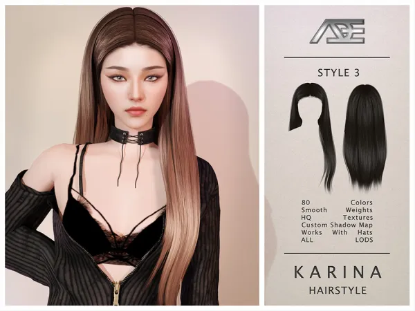 Alpha Karina Style 3 (Hairstyle) - The Sims 4 Custom Content