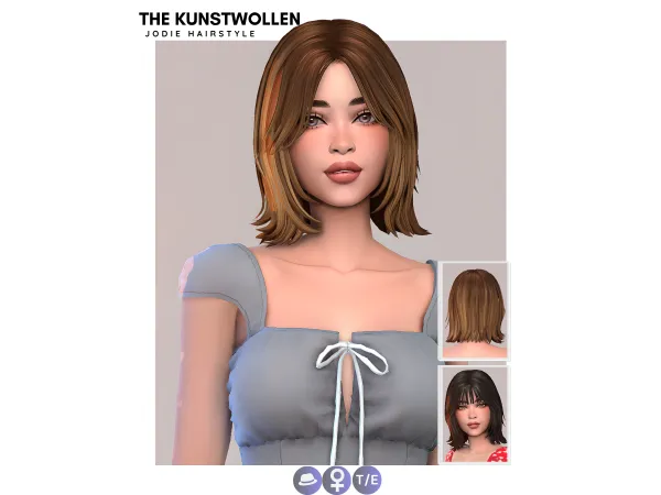 Maxis Match Jodie hair set by thekunstwollen - The Sims 4 Custom Content
