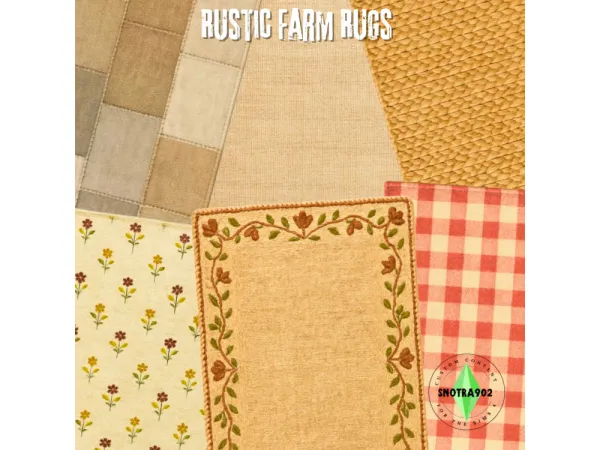 Alpha Rustic Farm Rugs Natural Woven Vintage Patterns by Snotra902 - The Sims 4 Custom Content