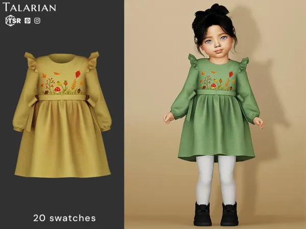 Alpha Elliana Autumn Embroidered Dress by talarian - The Sims 4 Custom Content