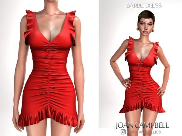 Alpha BARBIE RUFFLE DRESS by Joan_Campbell_Beauty_ - The Sims 4 Custom Content