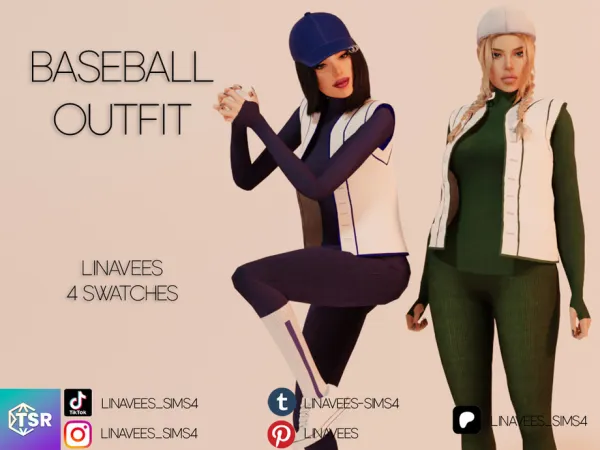 Alpha ALICE BASEBALL OUTFIT (TOP) by thesimsresource - The Sims 4 Custom Content