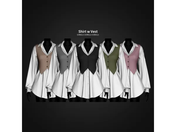 Alpha Shirt w Vest by gorillax3 - The Sims 4 Custom Content