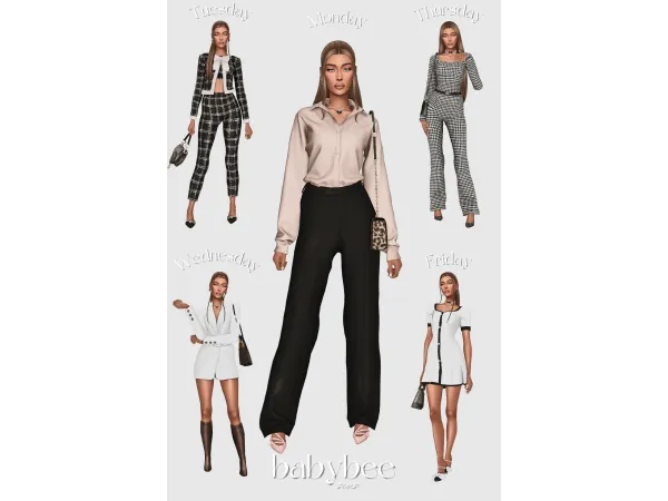 Maxis Match LAURAu2019S OUTFITS THIS WEEK High Fashion Lookbook by babybeesims - The Sims 4 Custom Content