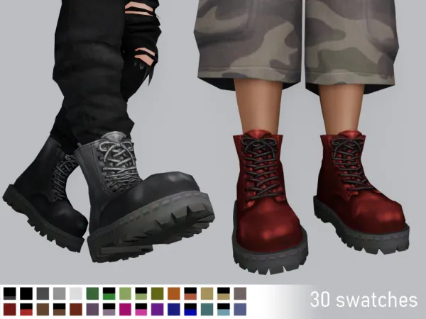 Mix Chunky Bovver Boots v1 by MisfitSim_ - The Sims 4 Custom Content