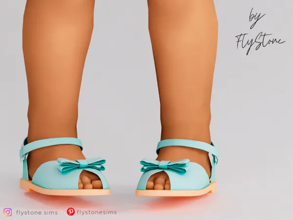 Maxis Match Toddler Leather Sandals With Double Bow On The Toe by FlyStone - The Sims 4 Custom Content