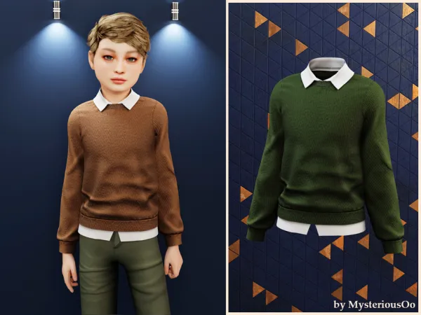 Alpha Child Classic layered sweater by MysteriousOo - The Sims 4 Custom Content