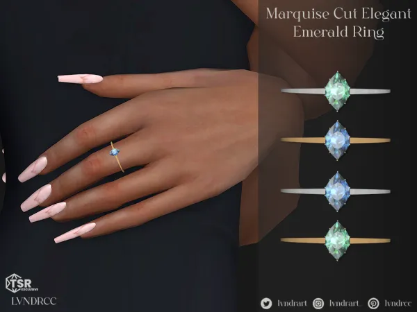 Alpha Marquise Cut Elegant Emerald Ring - The Sims 4 Custom Content