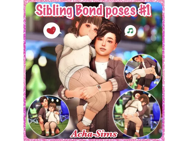 Mix Acha Sibling Bond poses 1 (ChildToddler) by Acha_sims - The Sims 4 Custom Content