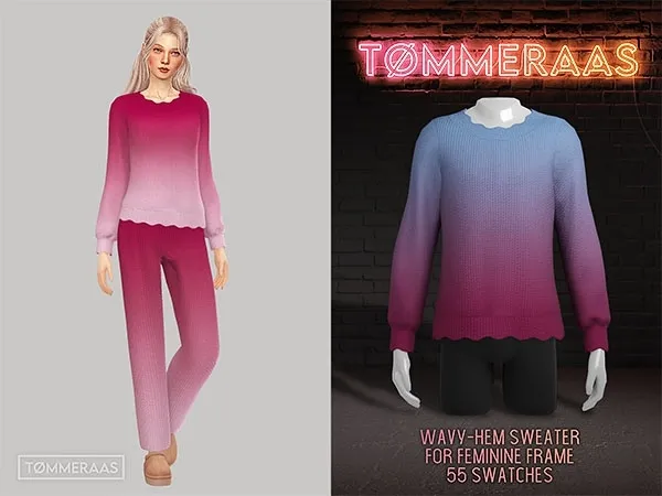 Mix Tu00d8MMERAAS Wavy Hem Sweater for Feminine Frame - The Sims 4 Custom Content