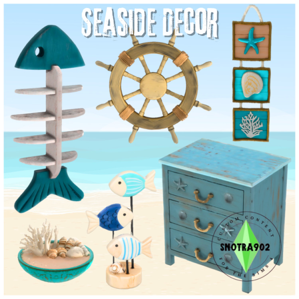 Mix Seaside Decor by simsfinds - The Sims 4 Custom Content