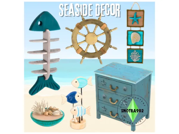 Mix Seaside Decor by Snotra902 - The Sims 4 Custom Content