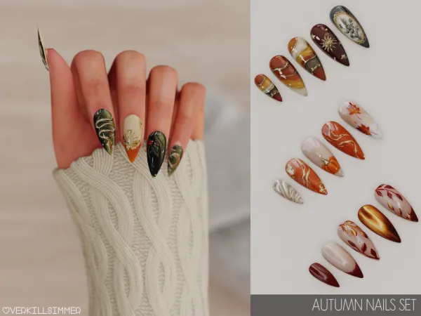 Alpha Autumn nails set - The Sims 4 Custom Content