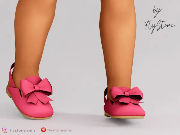 Mix Toddler Glitter Slippers With Bow by FlyStone - The Sims 4 Custom Content
