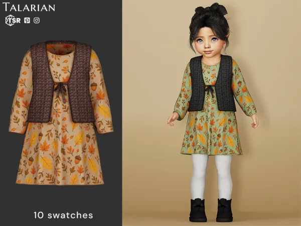 Alpha Brielle Autumn Dress With Knitted Vest by talarian - The Sims 4 Custom Content