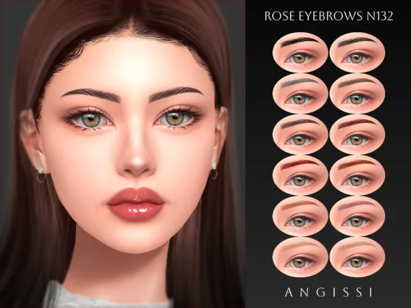 Alpha Rose Eyebrows N132 by ANGISSI - The Sims 4 Custom Content