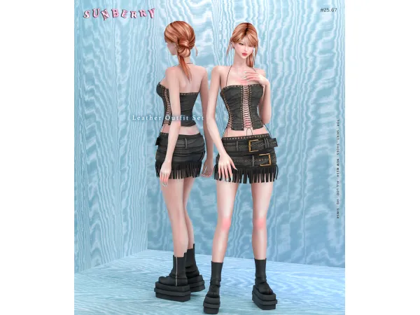 Alpha [SUNBERRY]2567_Leather Outfit Set - The Sims 4 Custom Content