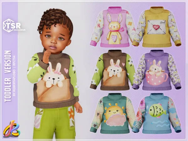 Mix Flower Friends Sweater Collection 325 Toddler by RobertaPLobo - The Sims 4 Custom Content