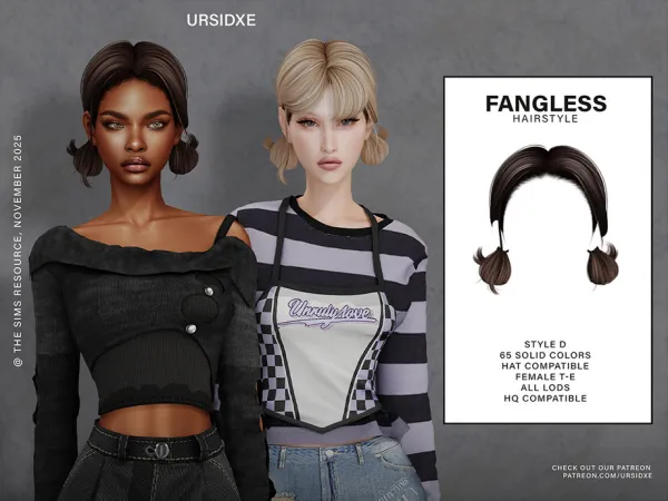 Alpha FANGLESS (Hairstyle) Style D by Ursidxe - The Sims 4 Custom Content