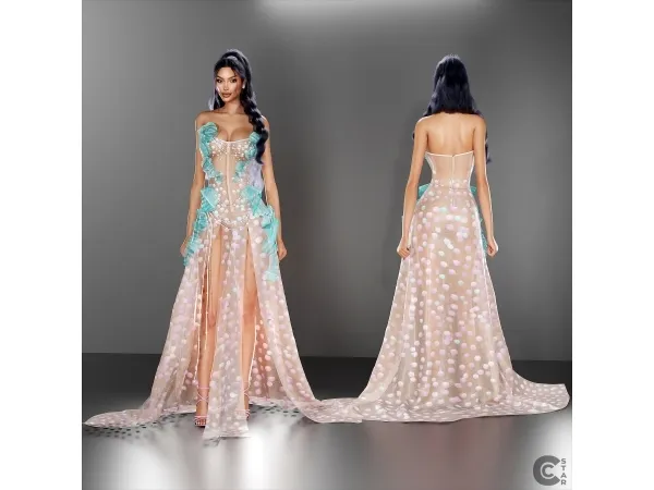 Alpha Colorful Sheer Sequin Siren Gown cool_content_star - The Sims 4 Custom Content