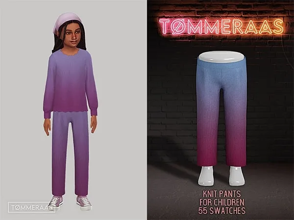 Mix Tu00d8MMERAAS Knit Pants for Kids - The Sims 4 Custom Content