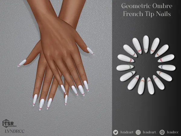 Alpha Geometric Ombre French Tip Nails - The Sims 4 Custom Content
