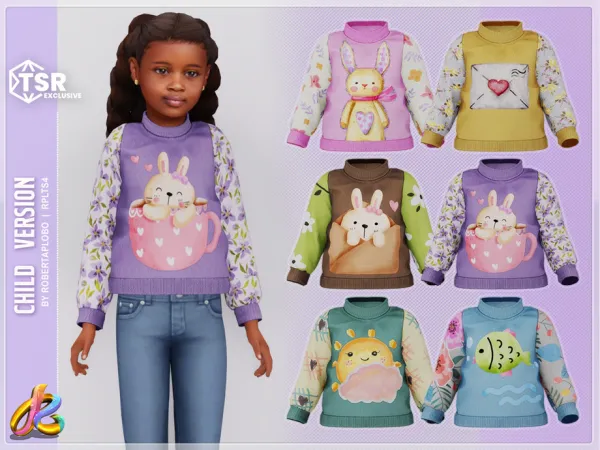 Mix Flower Friends Sweater Collection 325 Child by RobertaPLobo - The Sims 4 Custom Content