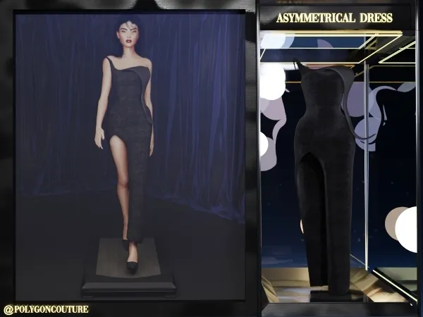 Alpha Asymmetrical Dress - The Sims 4 Custom Content