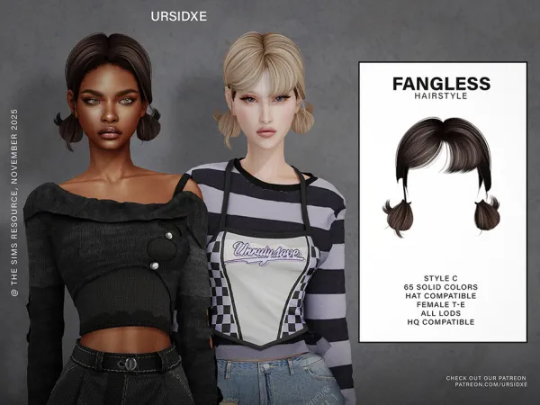Alpha FANGLESS (Hairstyle) Style C by Ursidxe - The Sims 4 Custom Content