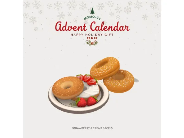 Maxis Match STRAWBERRY CREAM BAGELS by MOMO - The Sims 4 Custom Content