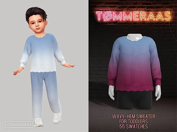 Mix Tu00d8MMERAAS Wavy Hem Sweater for Toddlers - The Sims 4 Custom Content
