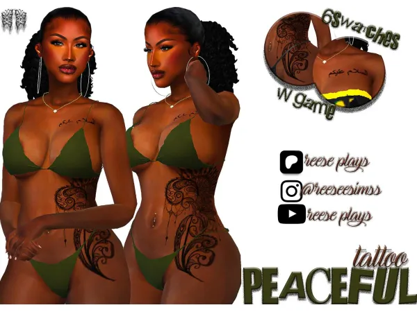 Mix Peaceful Tattoo by reeseplays - The Sims 4 Custom Content