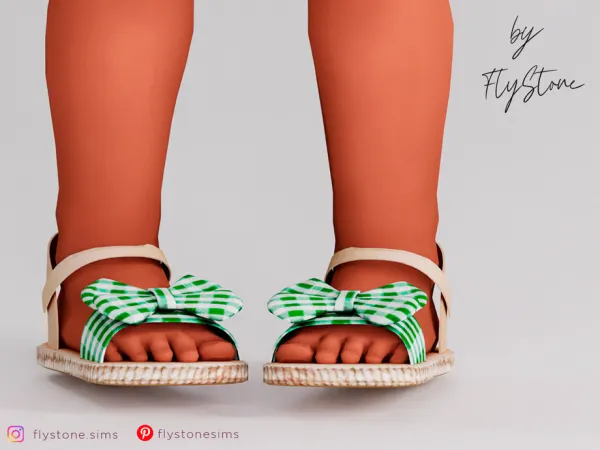 Mix Toddler Sandals With Gingham Texture by FlyStone - The Sims 4 Custom Content