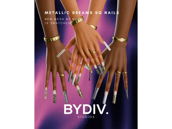 Alpha METALLIC DREAMS NAILS by bydiv - The Sims 4 Custom Content