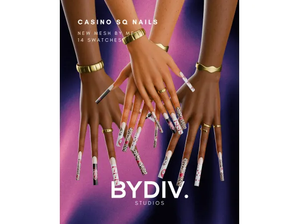 Alpha CASINO SQ NAILS by bydiv - The Sims 4 Custom Content