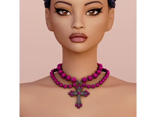 Alpha Blue Craving Cross Necklace - The Sims 4 Custom Content