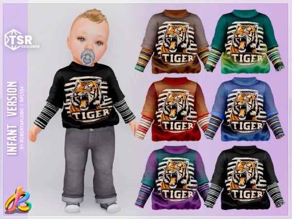 Alpha Tiger Graphic Sweater Collection 326 Infant by RobertaPLobo - The Sims 4 Custom Content