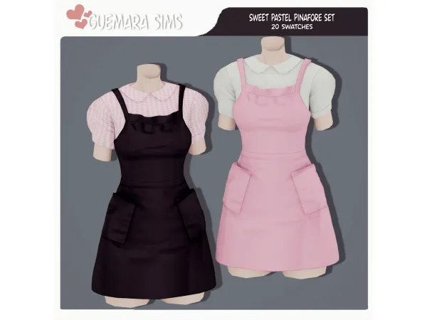 Maxis Match Sweet Pastel Pinafore Outfit by Guemara - The Sims 4 Custom Content