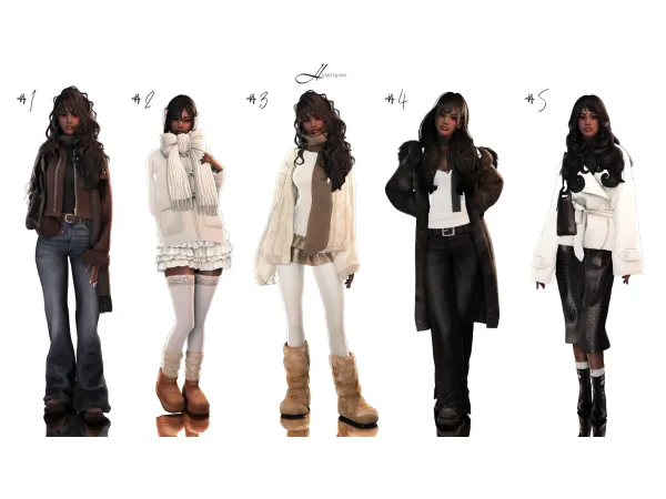 Mix adi's cold weather outfits by heartquakesims - The Sims 4 Custom Content