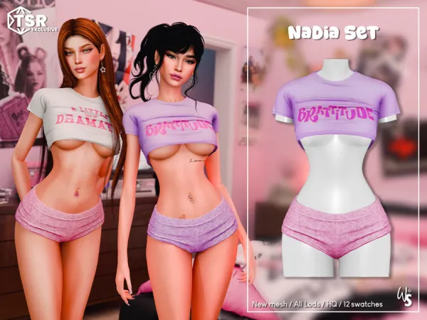 Mix Nadia Clothing Set by WisteriaSims - The Sims 4 Custom Content